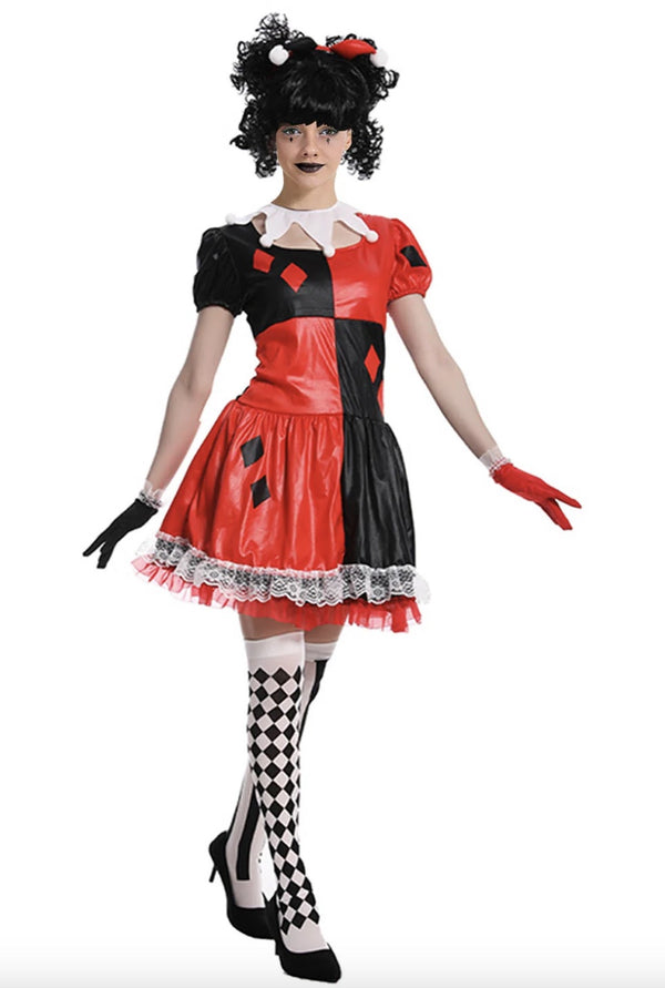 ADULT RED JESTER GIRL COSTUME